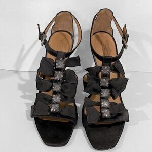 BCBGMaxAzria Black Bow Annabelle Sandals Heels Size 8